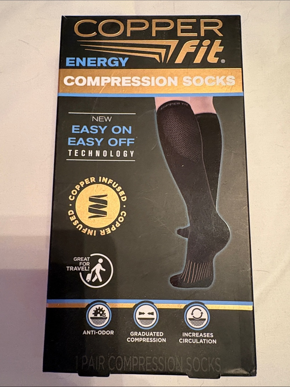 Men’s copper Fit Energy Compression Socks - Black - Size L/XL